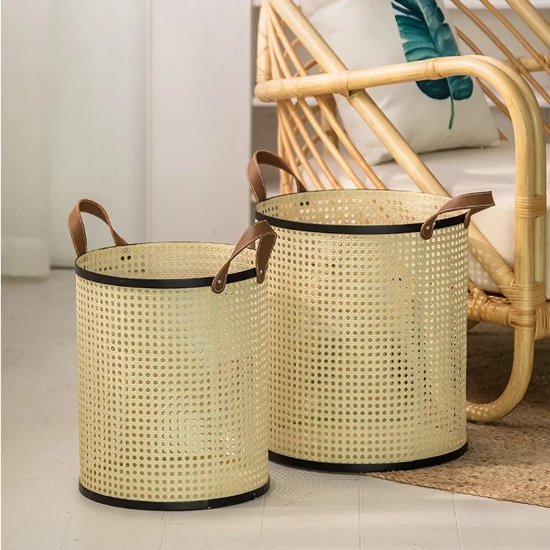 

Nordic Ins Wind Laundry Basket Multi-function Bathroom Storage Basket Imitation Rattan Weaving Iron Art Children Basket For Toys