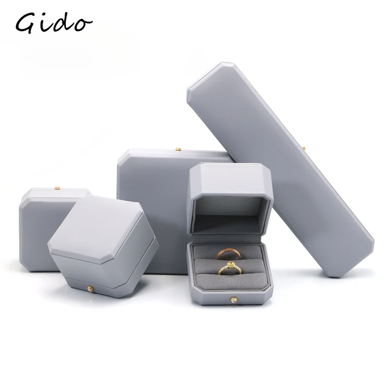 Grey Jewelry Gift Box Ring Earring Necklace Pendant Packaging Set Wedding Engagement Ring Case Bracelet Storage Box