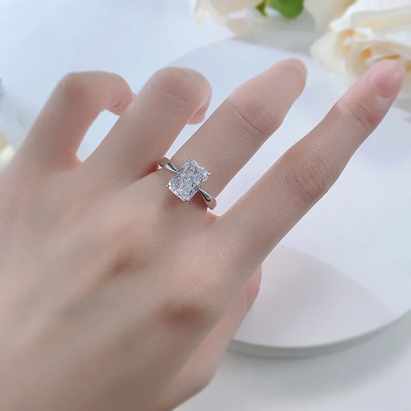 3.5CT High Carbon Diamond 925 Sterling Silver Rings Wedding Bands Fine Jewelry White Color Ring For Women