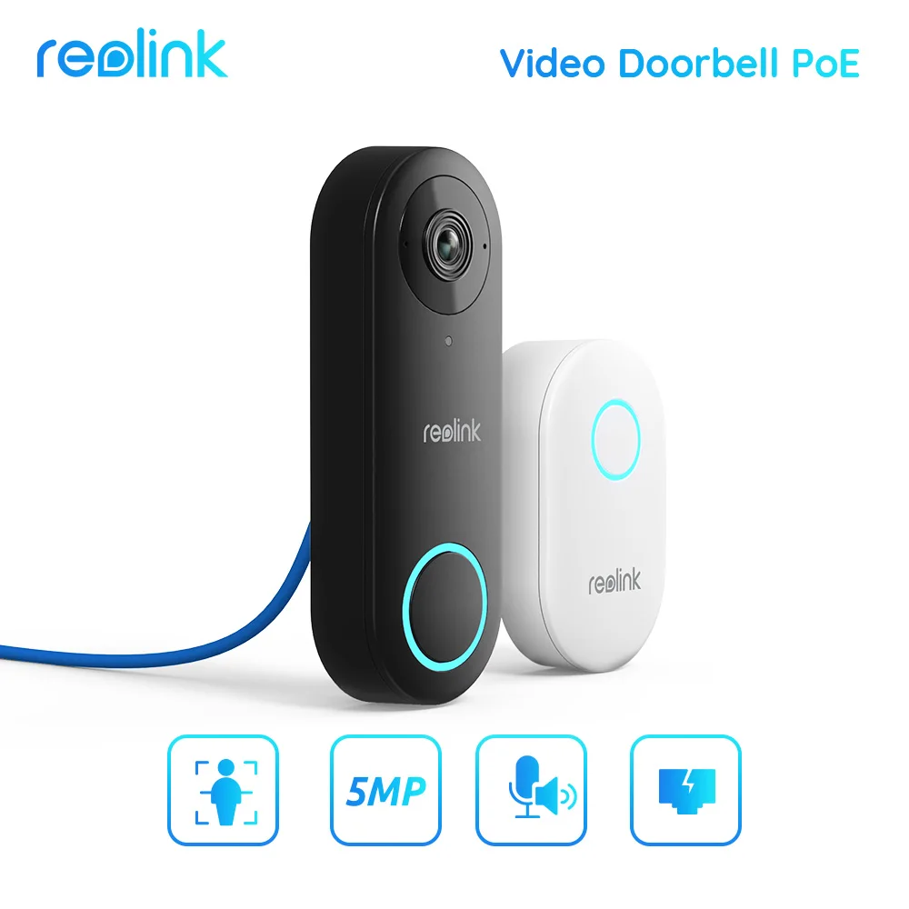 

Reolink Video Doorbell PoE Smart 2K 5MP HD Person Detection 24/7 Motion-Triggered with Chime Built Speaker Can Work with NVR