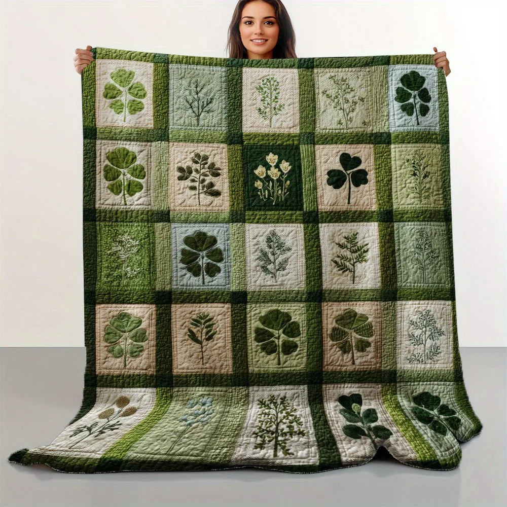 

Vintage Clover Print Blanket - Soft Flannel Machine Washable Home Throw