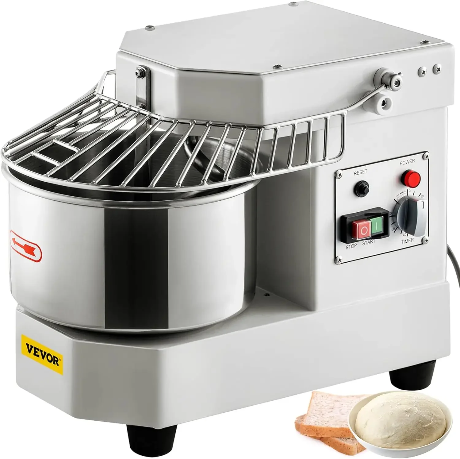 

Commercial Food Mixer, 8.5Qt Capacity, 450W Dual Rotating Dough Kneading Machine with Food-grade Stainless Steel Bowl