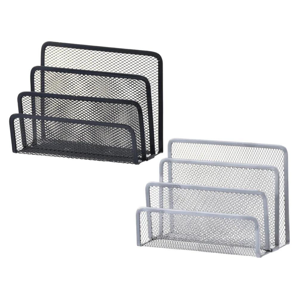 Mail Paper Organizer for Desk Desktop File Compartments Three-layer Bookshelf Bookshelves Iron Net Holder