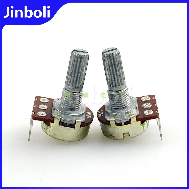 3PCS 16 Type 3-Pin Vertical Bent Foot Single B50K Amplifier Speaker Volume Potentiometer Guitar Effector B503 Flower Shaft 20mm