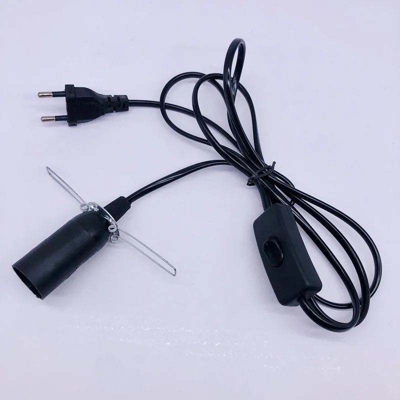 5sets E14 Spring Clip European Standard Plug Wire 1.8M 303 Switch Power Cord