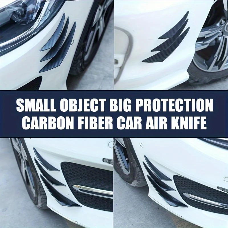 6pcs Car Front Bumper Lip Decoration Diffuser Shunt Fin Body Spoiler Canard Universal Auto Modified Canard Exterior Parts