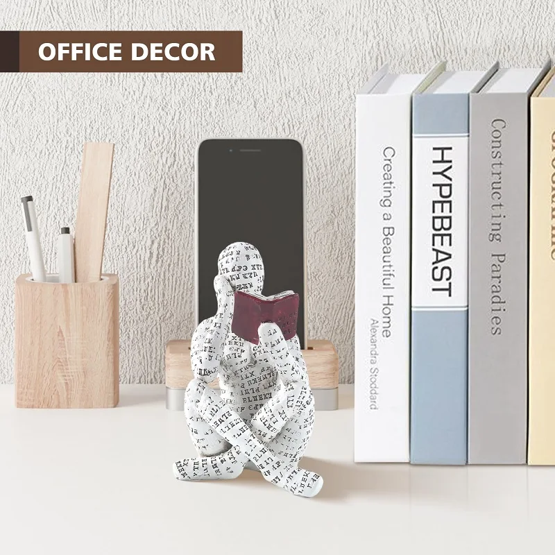 Pulp Reading Men Thinker Statue Aesthetic Sculpture Room Decor Modern Abstract Decoration on Shelf Desk for Living Room Office