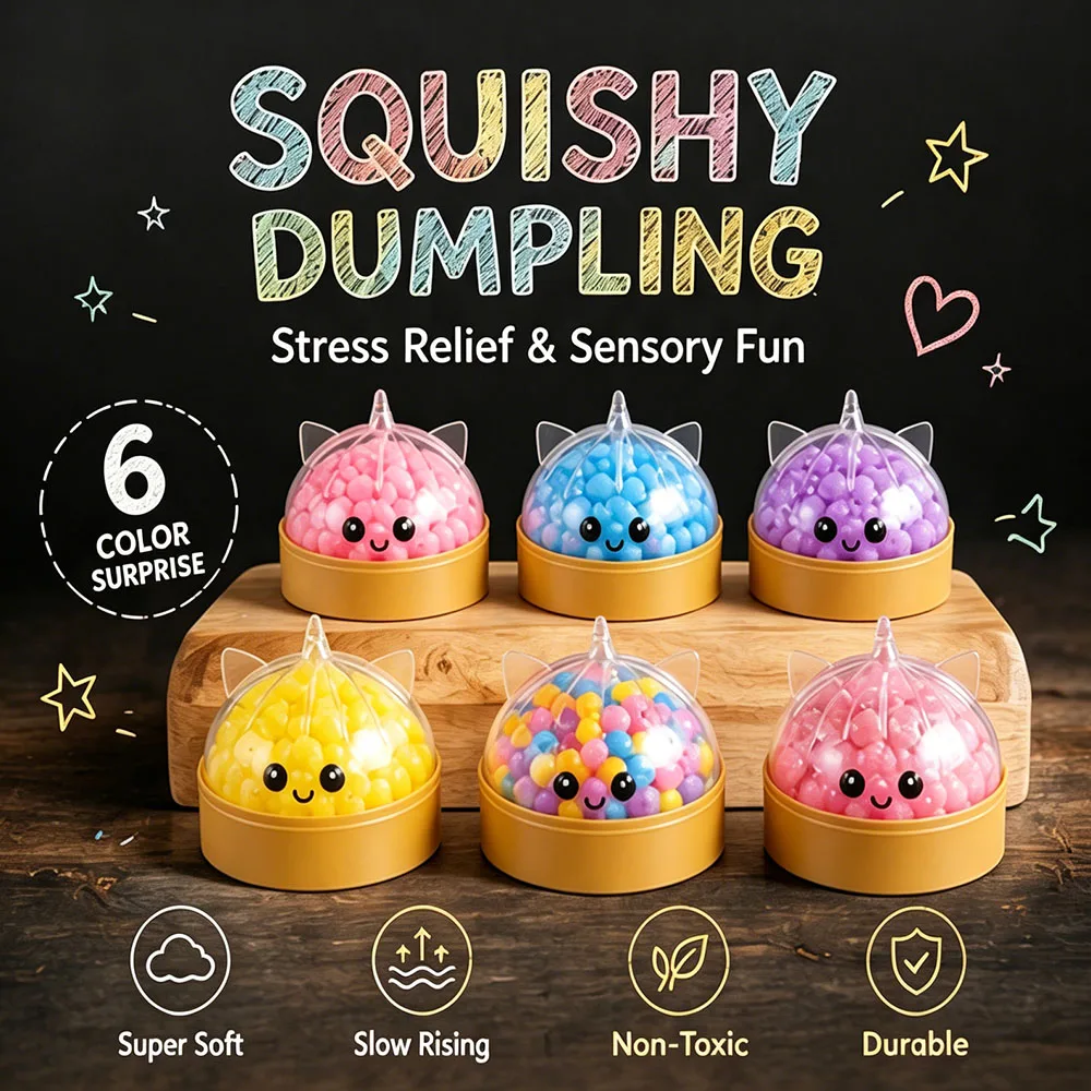 newmodel Rainbow Unicorn Dumpling Squishy With Steamer Box Transparent Bead Series Squeeze Toy Relieve Stress Anti-Anxiety Gift