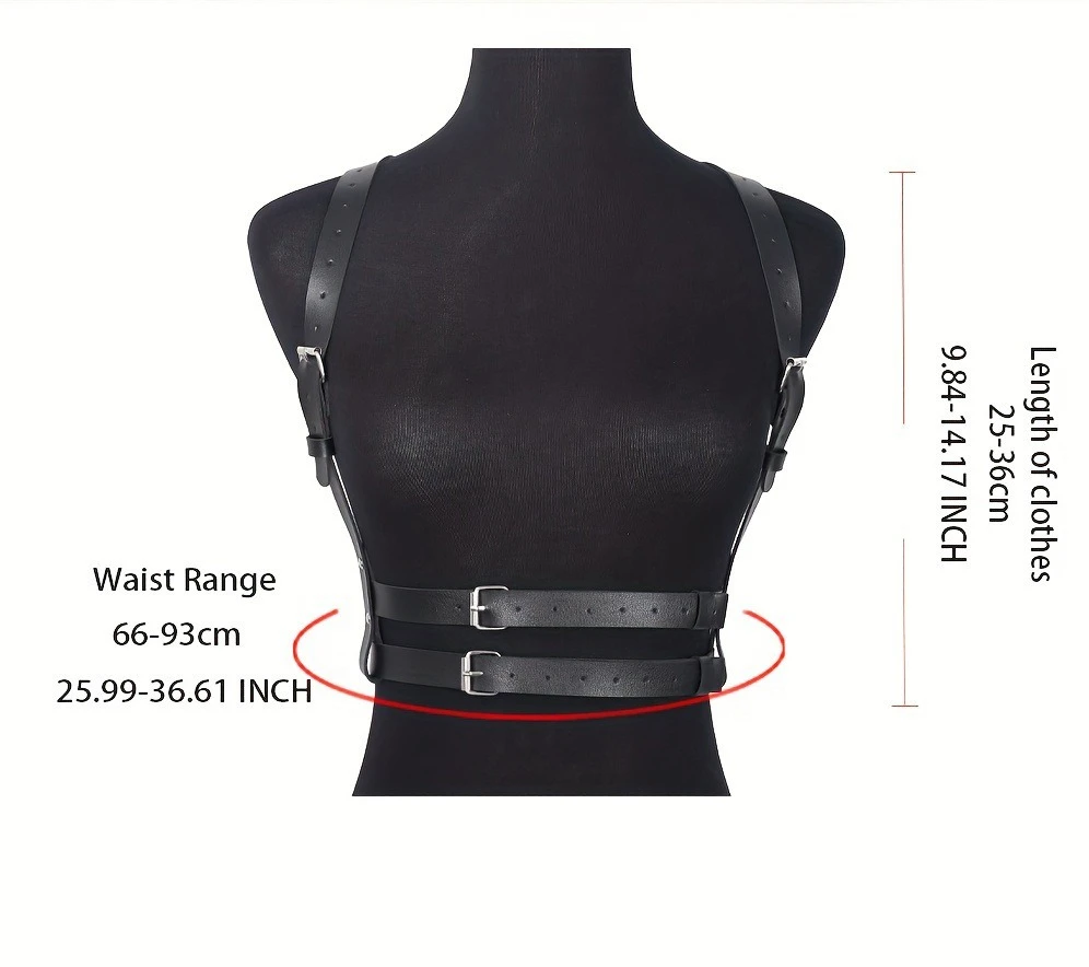 2025 مثير بولي Leather الجلود تسخير طبقة مزدوجة ملفوفة حزام الكتف لعبة الجنس النساء القوطية الشرير قابل للتعديل الجسم الملابس الداخلية زي