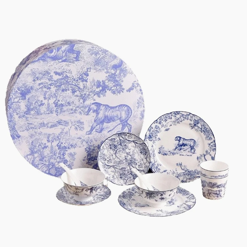 

Dishes and plates 10-piece set, high-end luxury gift-giving tableware set, home wedding housewarming European gifts