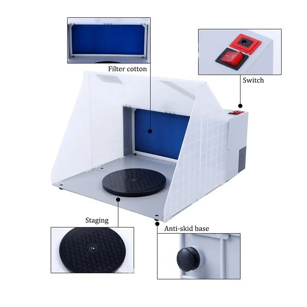 Airbrush Spray Booth Set Spray Paint Box Workbench Foldable Paint Spray Extractor Exhaust Filter For Model Hobby Crafts