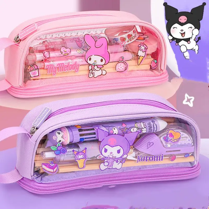 

Sanrio пенал My Melody Kuromi Cinnamoroll студентка для девочек милый модный дорожный портативный чехол большой емкости новый