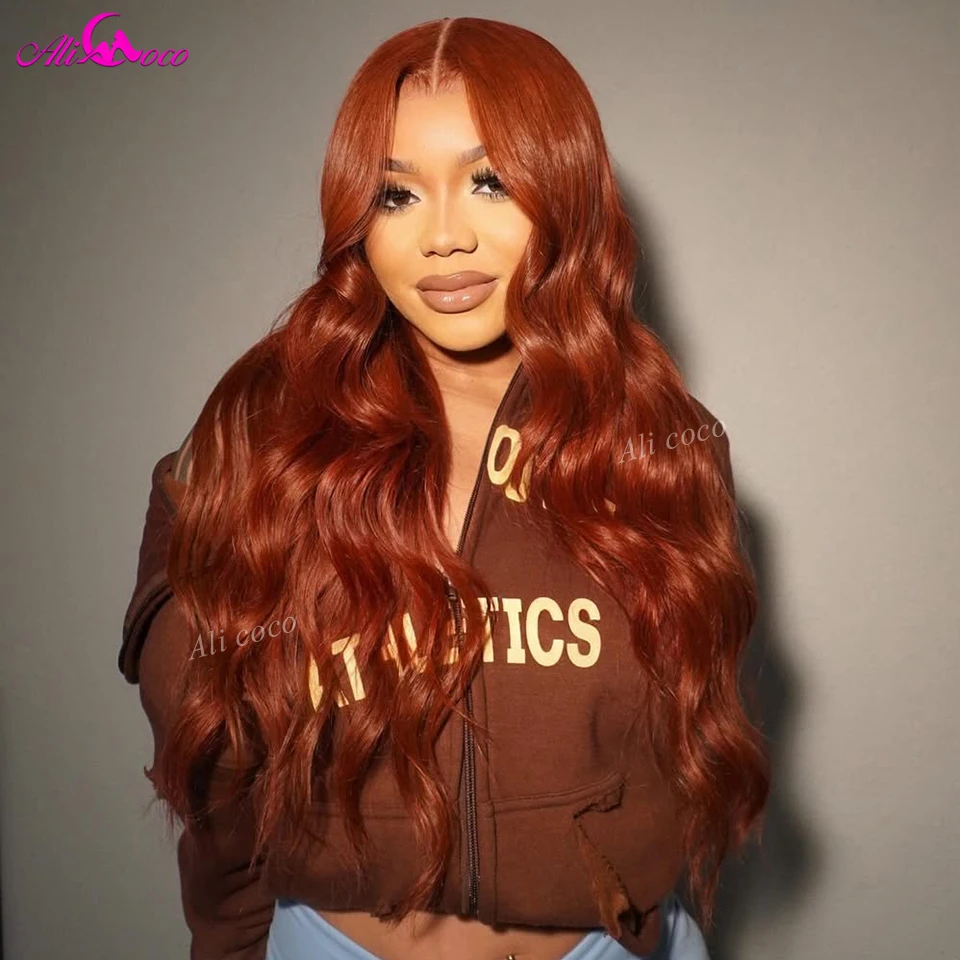

Reddish Brown Body Wave Human hair Wig 13x6 13x4 Transparent Lace Frontal Wig PrePlucked 180 Density Human Hair For Women