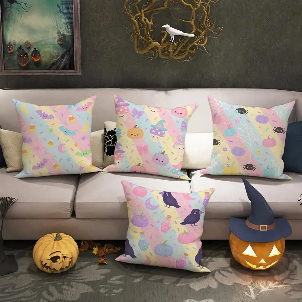 Cactus Botanical Cushion Decor Cushion Cover Halloween Rustic Throw Pillow Covers, Cute Ghost Pumpkin Maple Leaf Cushion Covers