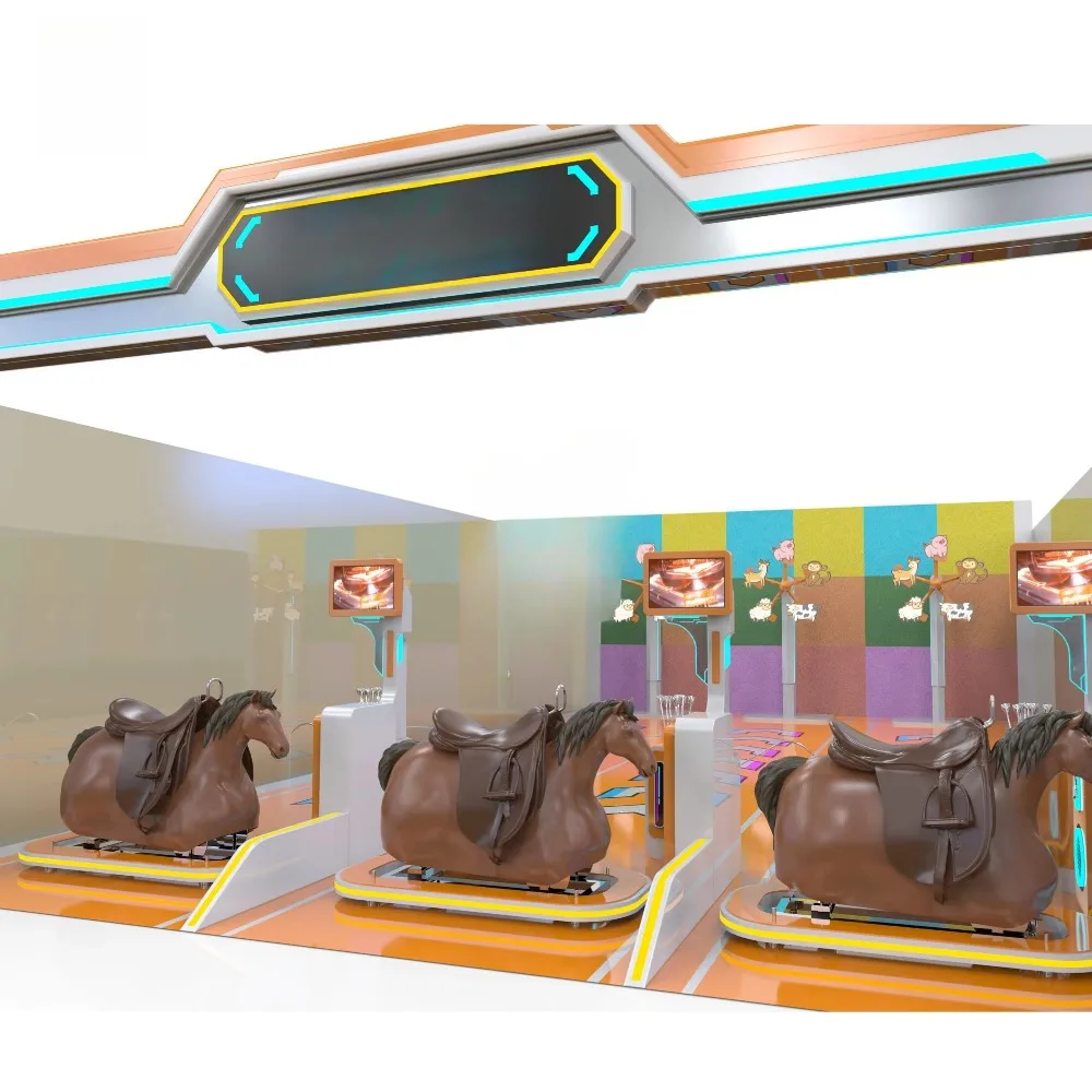 New product indoor amusement park/mall horse emulator horse riding archery game console high definition screen
