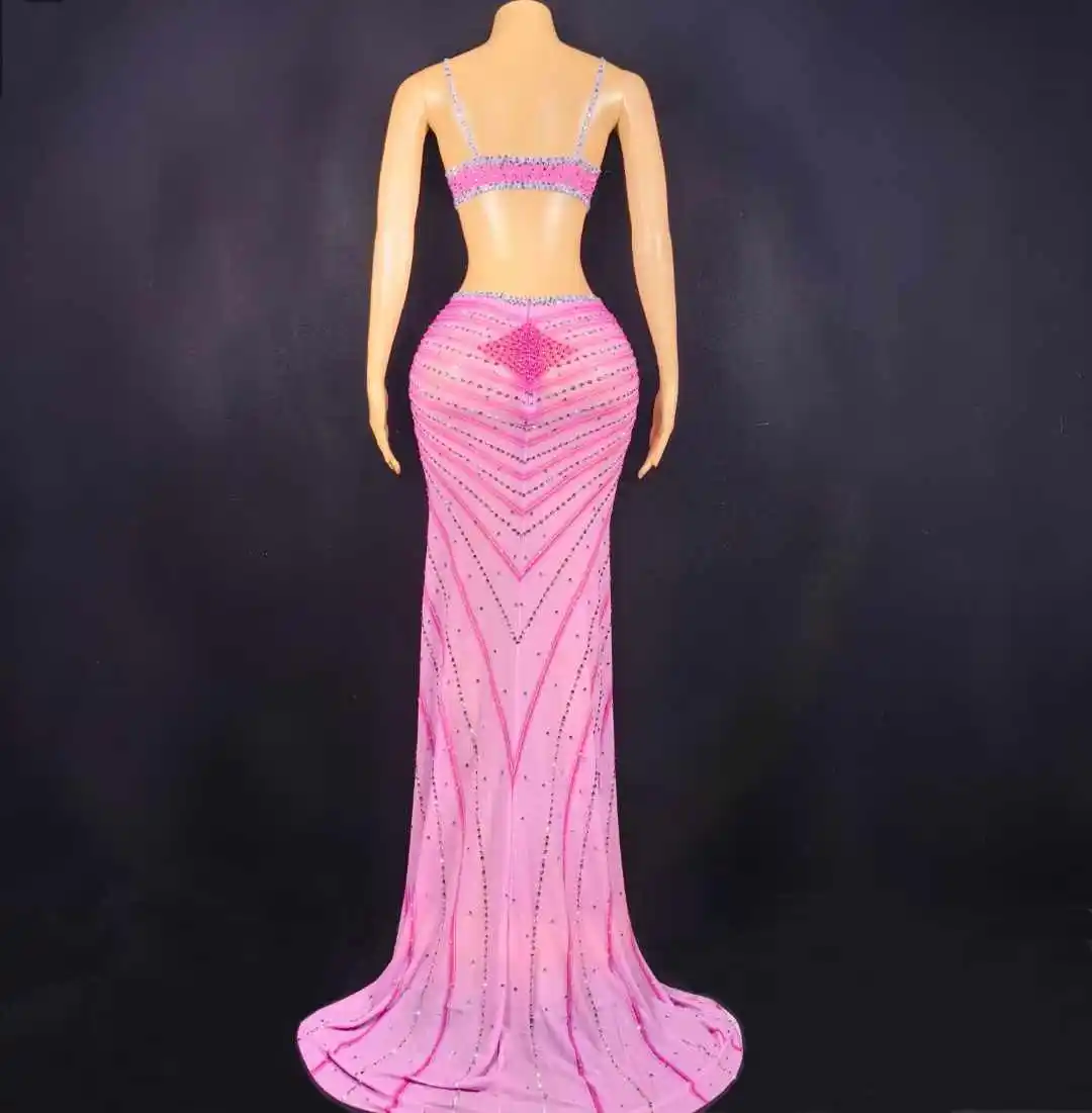 المرأة سباركلي آلهة كبار كامل حجر الراين الصيف التقطت الصور الدعائم احتفال لاس فيغاس فستان طويل لعرض سحب الملكة زي