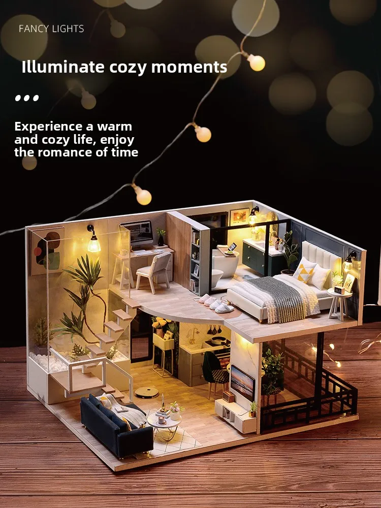 DIY ature House Loft Assembly Building Model Toy Creative Woodenot Gift for Birthday Assembly Model Kit for ex