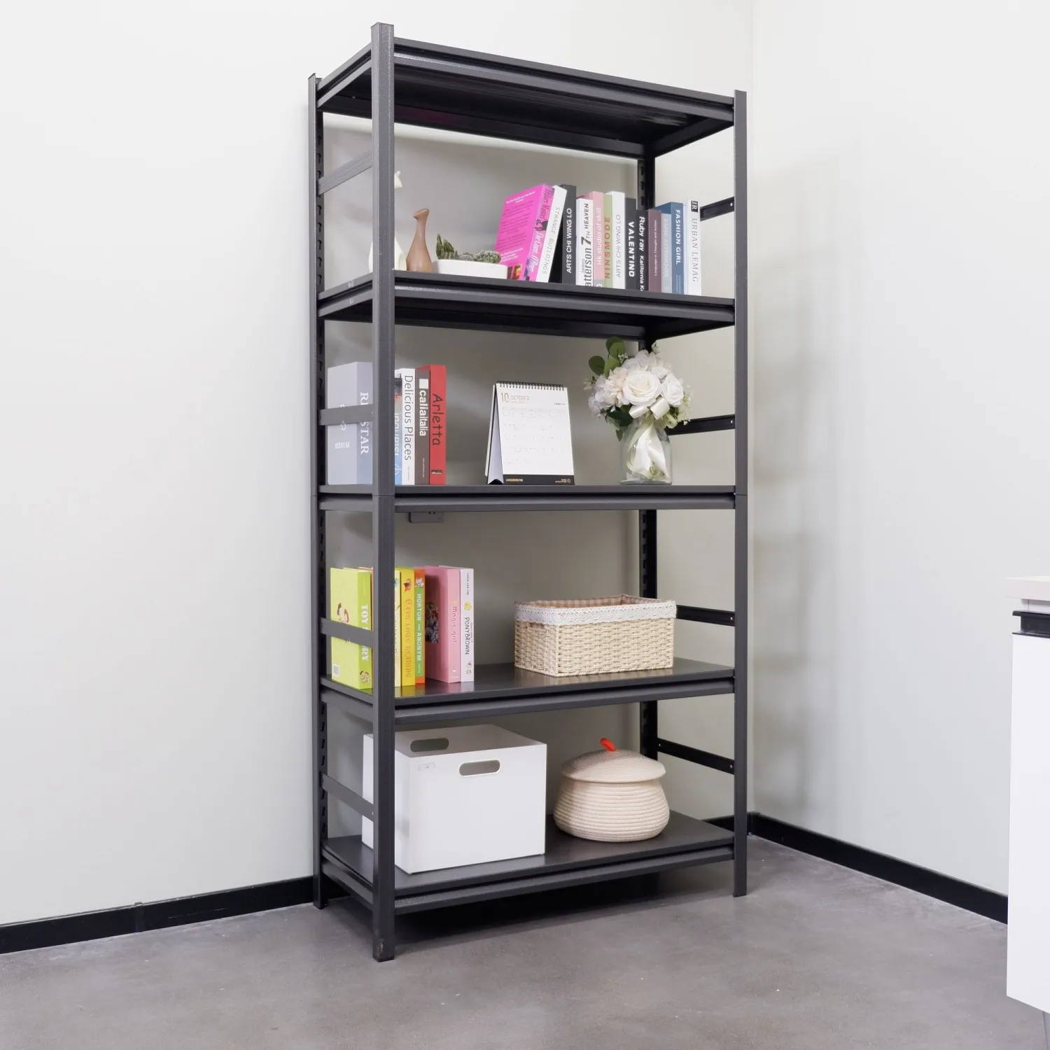 

Adjustable Heavy Duty Metal Shelving - 5-Tier Storage Shelves, 2000LBS Load, Kitchen, Garage, Pantry H63 * W31.5 * D15.7