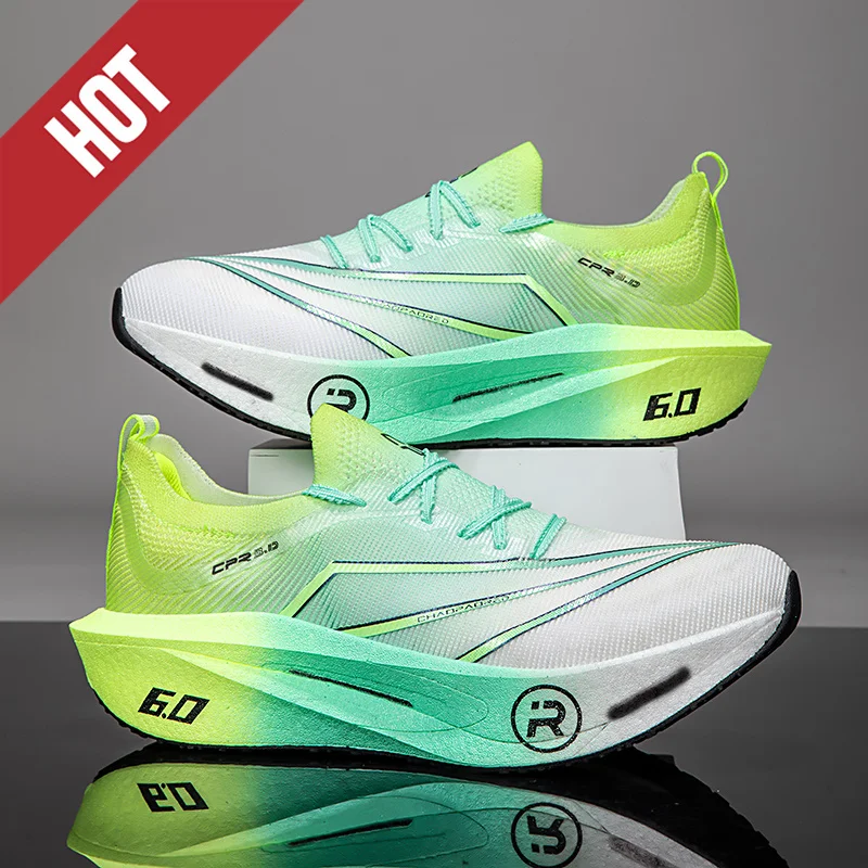 Running Shoes Carbon Board Air Cushion Marathon Men Sports Breathable Lightweight Women's Comfortable Athletic Nonskid Sneakers