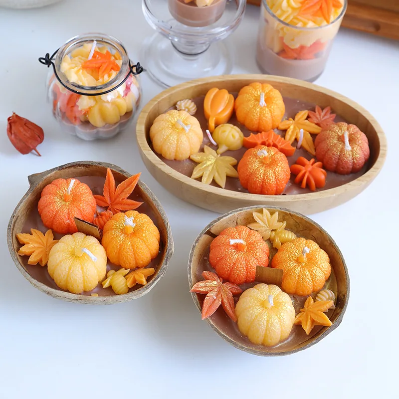 Halloween Pumpkin Candle Autumn Thanksgiving Maple Leaf Mini soybean wax Scented Candle Aromatherapy Candles