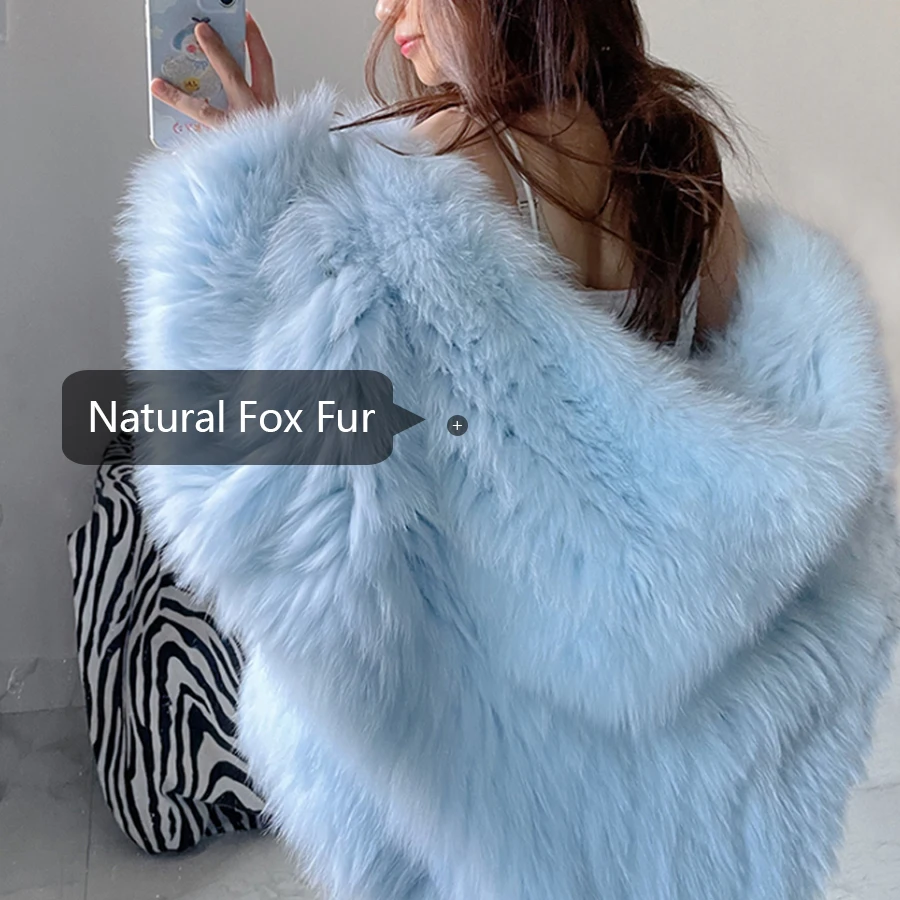 Women Real Fur Coat Luxury Natural Fox Fur Coat Furry Winter Jacket With Hood 2024 Luxury High Quality