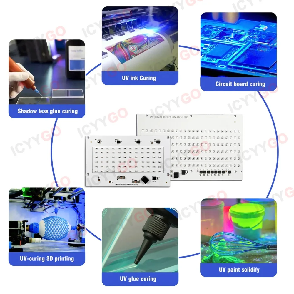 High Power 50W 100W UV 395nm SMD 2835 Purple LED Chip Light Board PCB Board Light Set Bare Board Light Source Panel