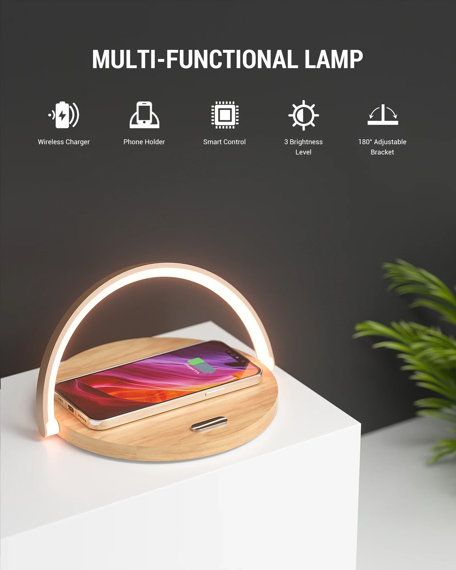 COLSUR Night Lights Wireless Charging Led Mobile Phone Holder Lamp Bedside Table Reading Light Decoration Bedroom