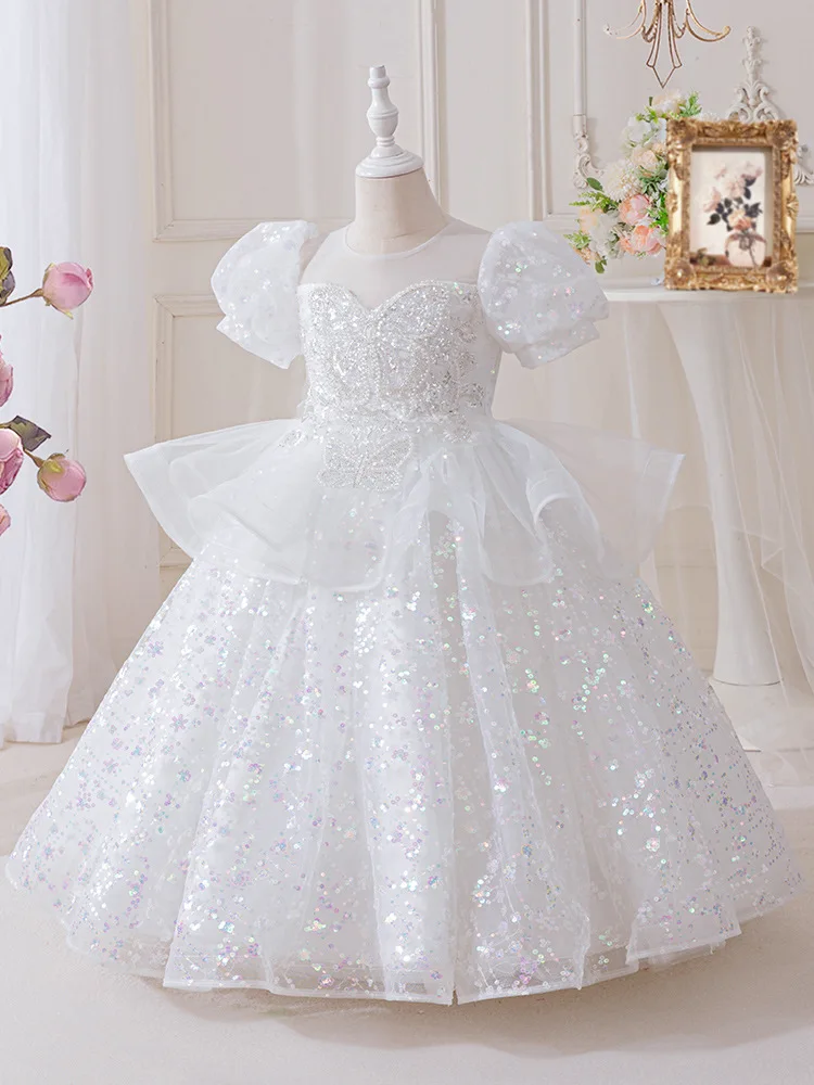 Girls' Summer New High-End Host Birthday Performance Light Luxury Piano Performance Princess Dress