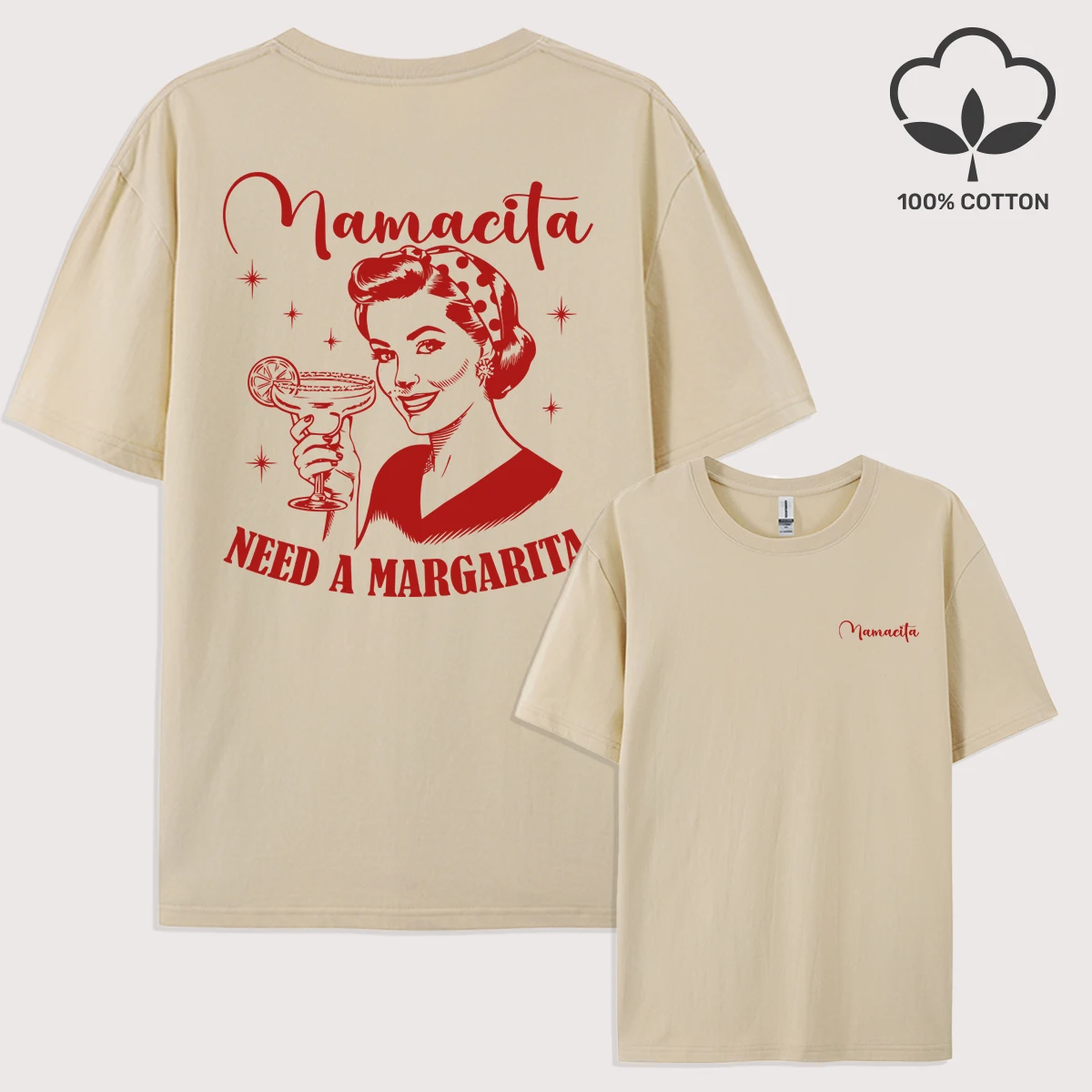 Mamacita Needs A Margarita Print Man T-Shirt Summer New Loose Short Sleeve O-Neck Cotton T Shirts Trendy All-Match Clothes