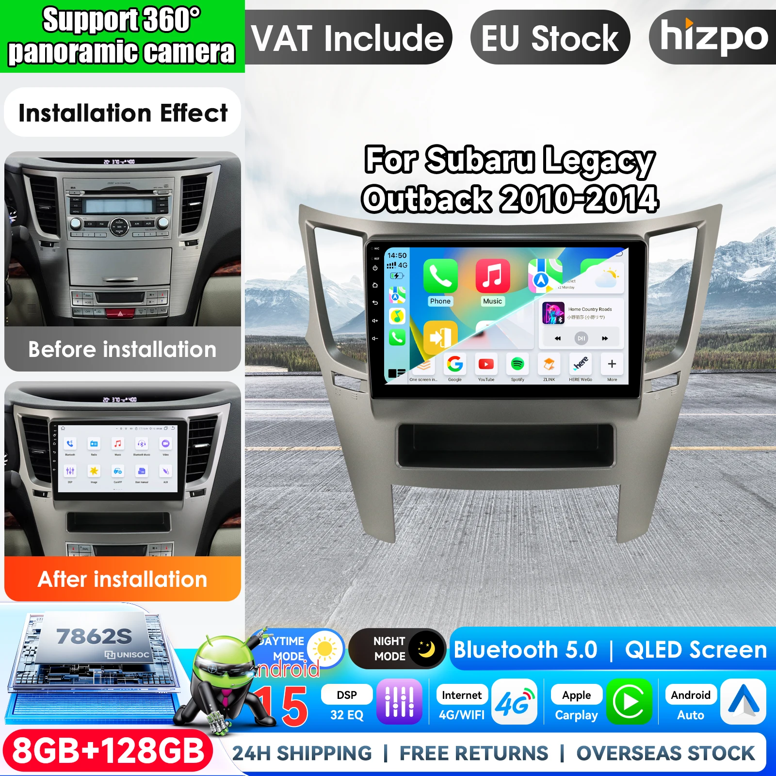 Android 15 For Subaru Outback Impreza Legacy 2010-2014 9 Inch Car Radio Stereo Multimedia Player GPS Navigation 2 Din Car Intelligent Systems AI Voice 4G WiFi 8 Core Plug&Play Head Unit Automotive Monitor Multimedia 2 din Systems Stereo GPS SWC Bluetooth