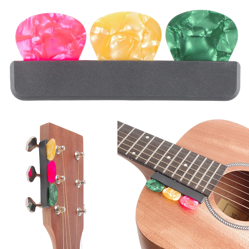 Guitar Pick Storage Holder Self Adhesive Guitar Picks Clamp Wear Resist Portable Plectrum Pick Case for 0.46-1.5mm Picks