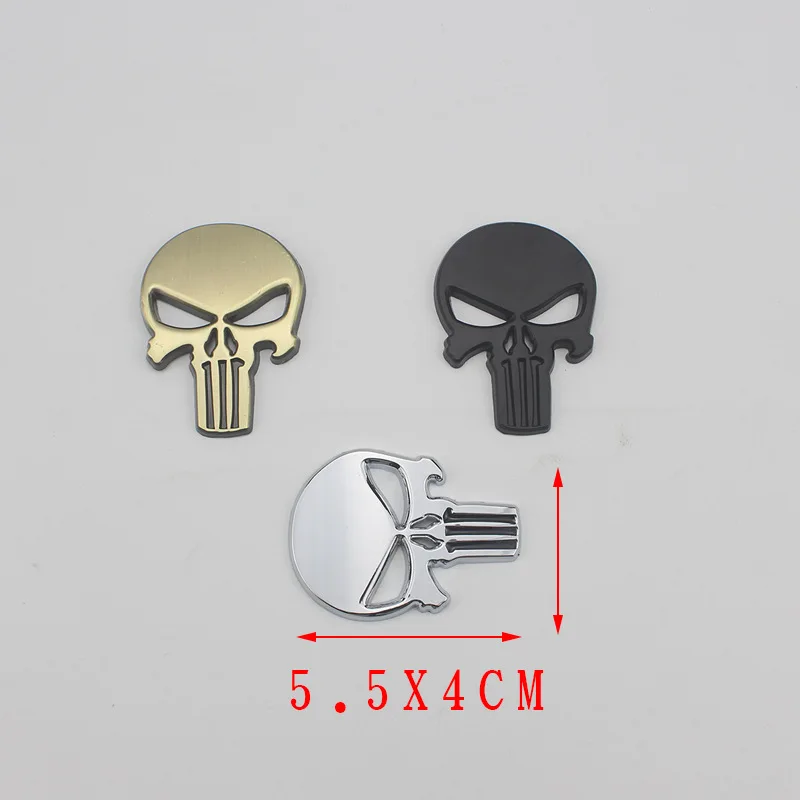 8 Colors Car Styling 3D Zinc Alloy Metal Skull Stickers Cool Motorcycle Truck Badge Emblem Tail Decal Motorbike Accessories