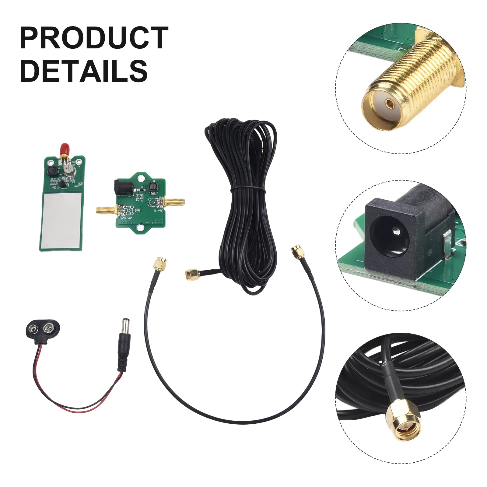 Kit d'antenne active portable polyvalent, mini antenne fouet HF/VHF, ondes moyennes/courtes/ultra-courtes, 9V-15V, 1 jeu