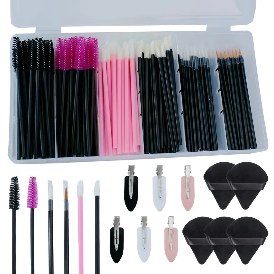201 Stuks Wegwerp Make-Up Applicators Kit Met 80 Mascara Wands 80 Wegwerp Lip Applicators 30 Wimper Liner Borstels 5 Triangl