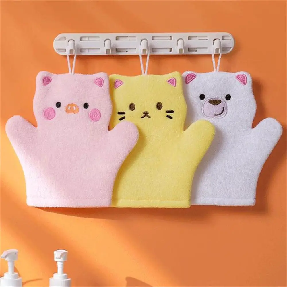 Baby Bath Gloves Cute Bath Towel Scrubbing Gloves Painless Cartoon Soft Gloves Baby Bath Accessories Childrens Bath Towel