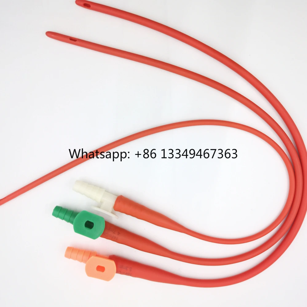 Medical Use All Sizes Red Color Disposable Reinforced  Latex Suction Catheter