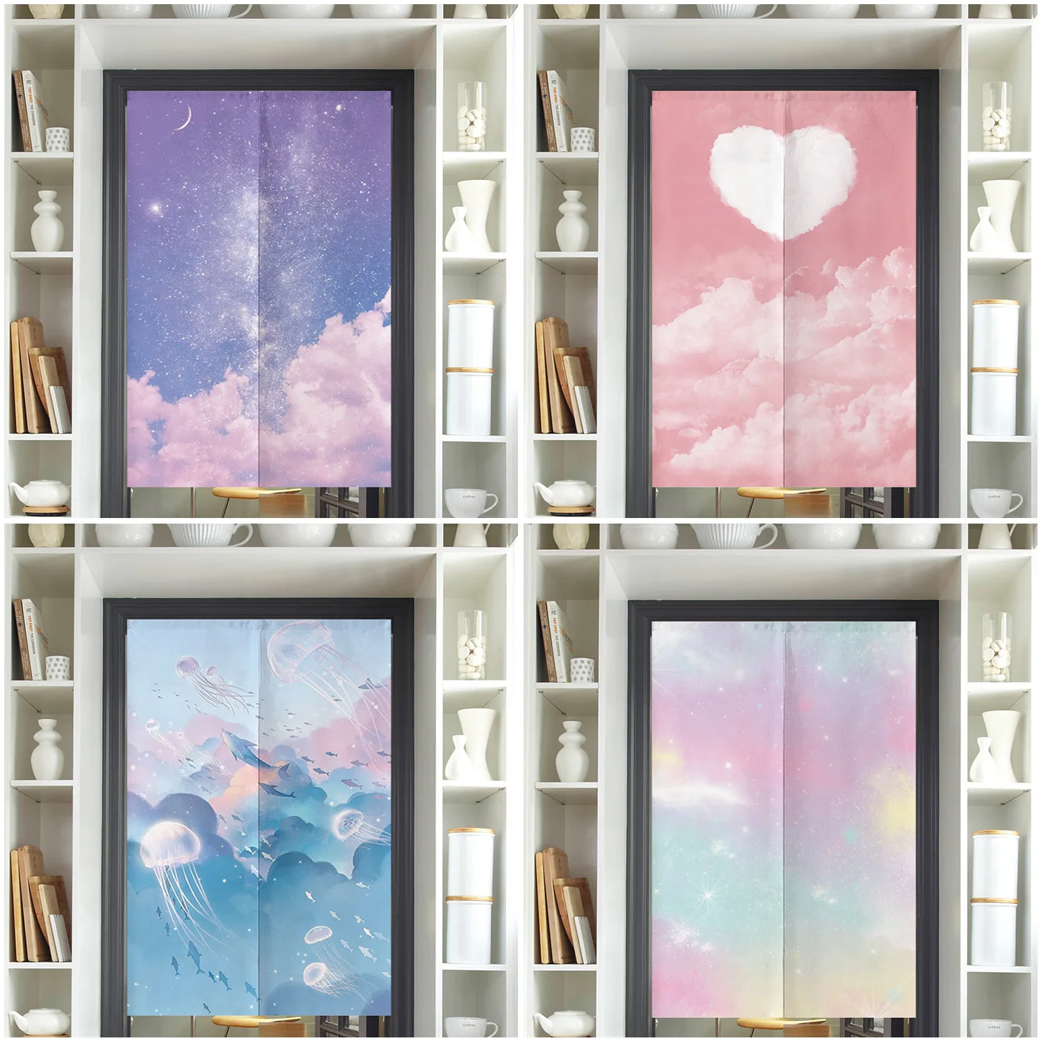 ستار ريفر نمط النسيج غرفة تغيير المطبخ الحمام التقسيم الستار غرفة نوم لا الحفر النسيج الكتان شبه المرفقة الستار #1