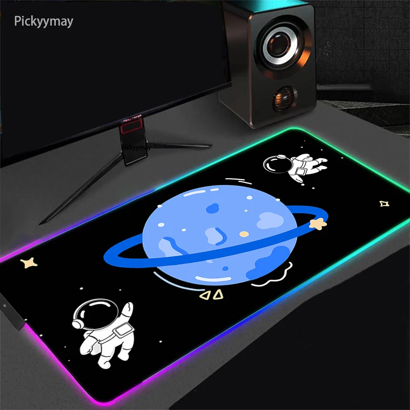 

Astronaut Gaming Mouse Pad RGB Desk Mat Carpet Keyboard And Table Pads Pc Setup Accessories Backlit RGB Mat Rubber LED Light