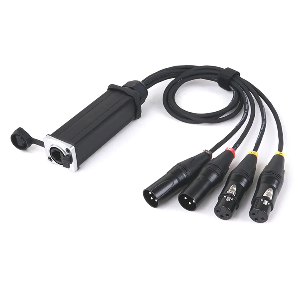 3Pin XLR 2 Male+2 Female 4 Channel Multi Network Receiver to STP RJ45 Cat5 Female Socket Ethernet Extender Network for Amplifier