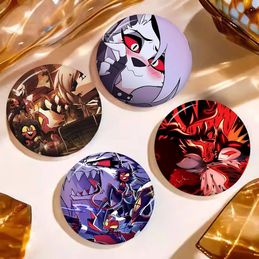 Cartoon H-Helluvads Boss Creative Pins Funny Round Snap-in Brooch Badge Backpack Hat Accessories Jewelry Gifts for Friend