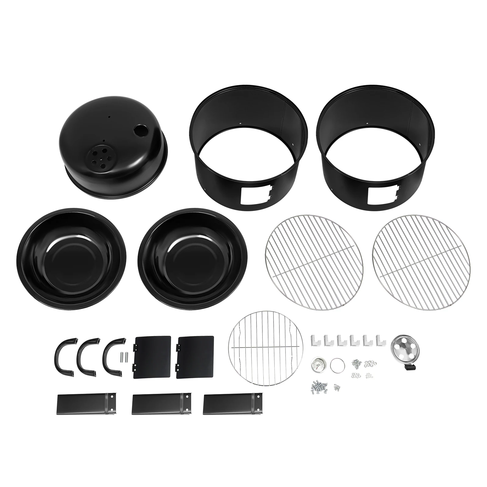 3-in-1-Räuchergrill hat Grillen, vertikal, tragbar, abnehmbar, 2 Schichten, für Camping, Outdoor, Grillen, Kochen, Schwarz – Detail 15