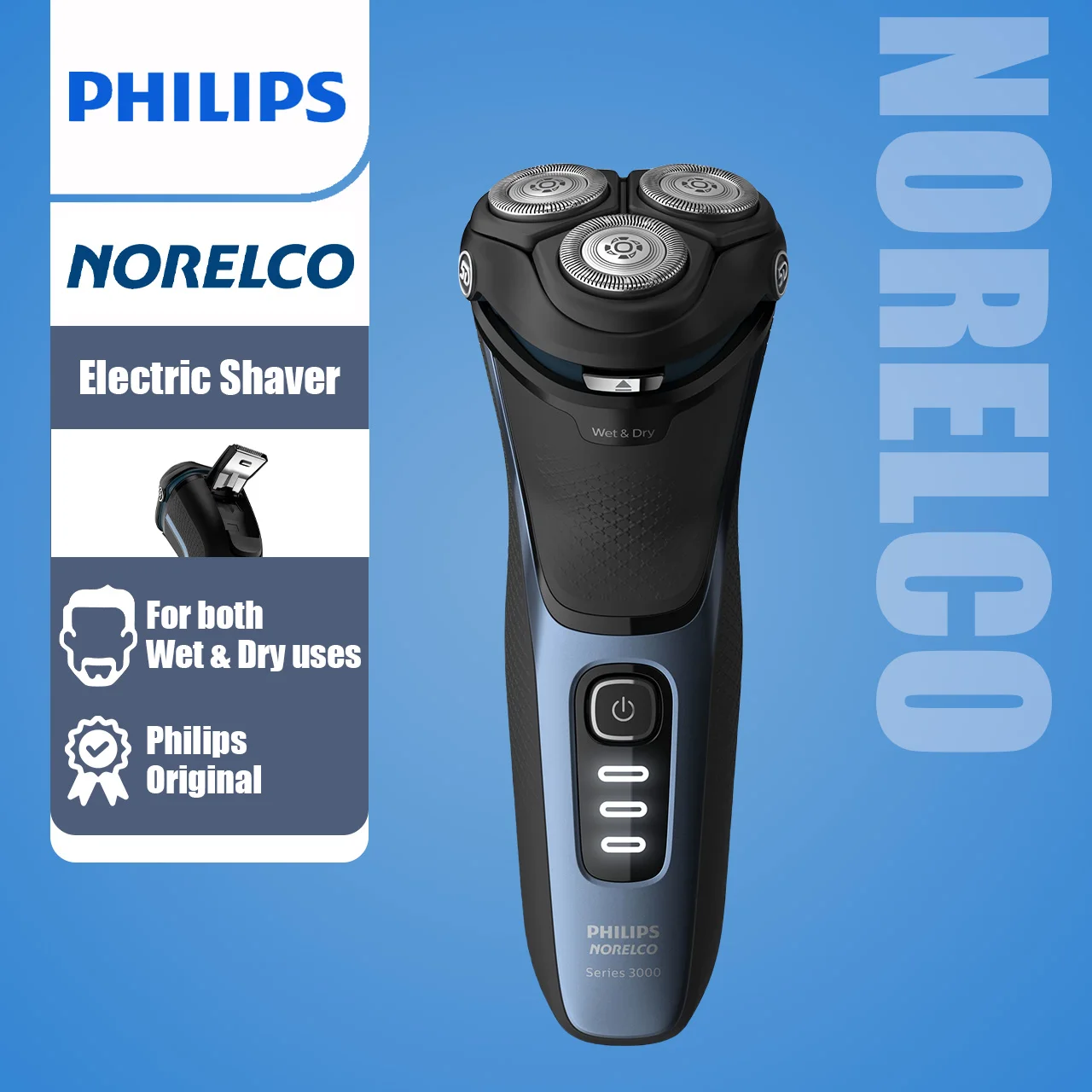 

Philips Norelco Electric Shaver series 3500 S3212, Wet & dry, electric rotation shaver for man, with Pop-up Trimmer