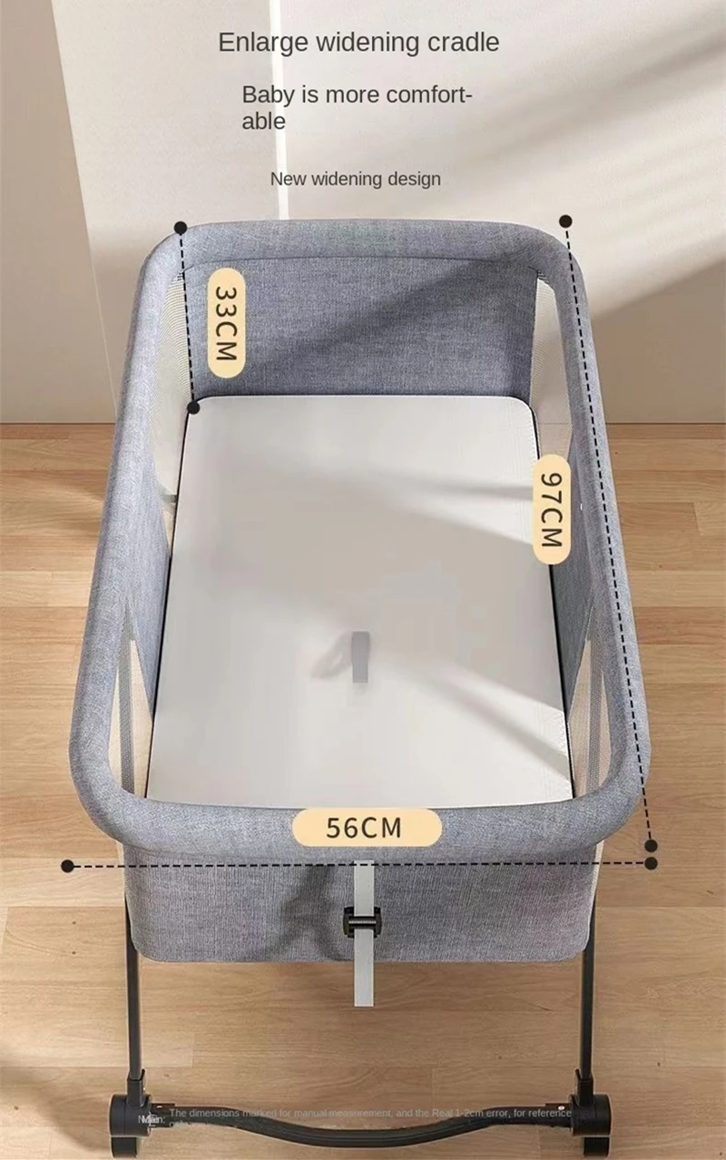 2 in 1 Rocking Baby Crib Baby Bassinets Bedside Sleeper Crib with Mosquito Net and Wheels for Baby Newborn(Gray)