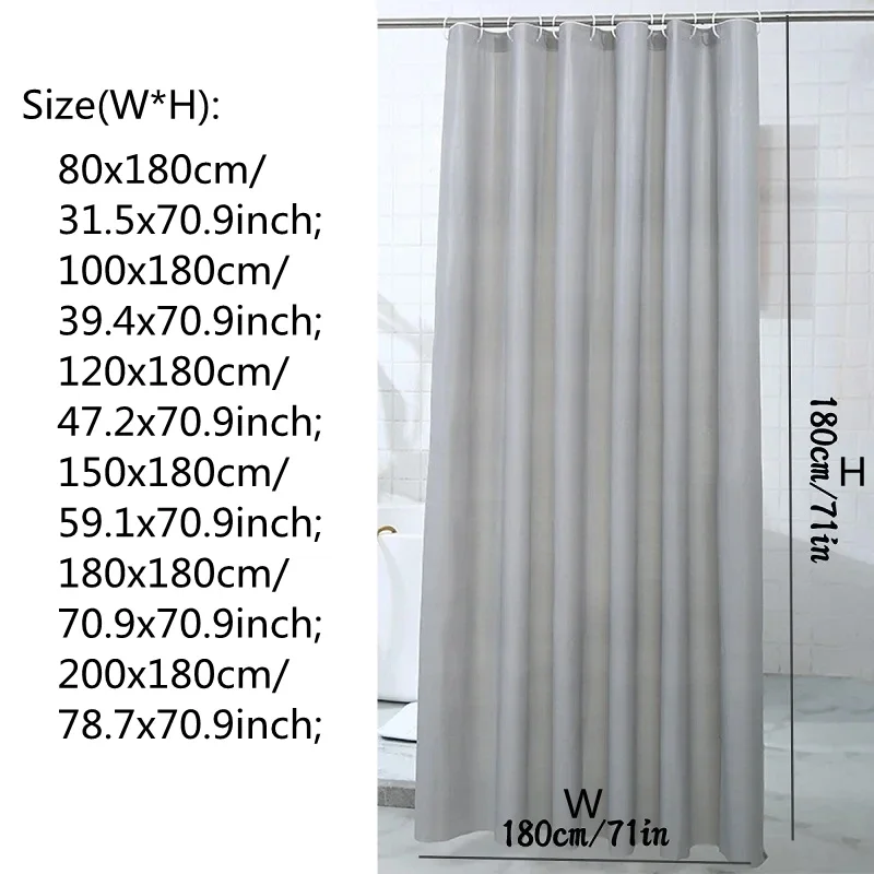 1PC Solid Color Bathroom Partition Curtains Waterproof Mildew Resistant Polyester Bathroom Partition Curtains Shower Curtain