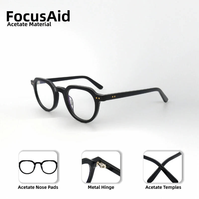 

Retro Fashion Women's Optical Glasses Stylish Men's Retro Acetate Material False Eye Decoration Frame Transparent Lenses