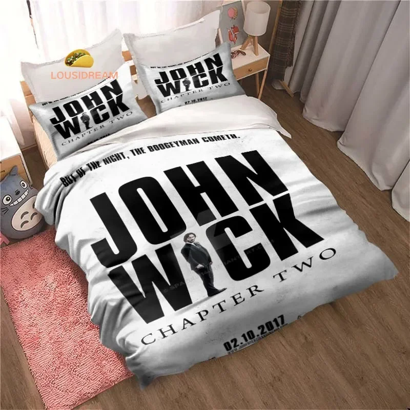 Movie John Wick Printed Sheets Quilt Covers Bedding Dormitory Sheets Three-piece Bedding Set Three-piece Soft Warm Bedding Set