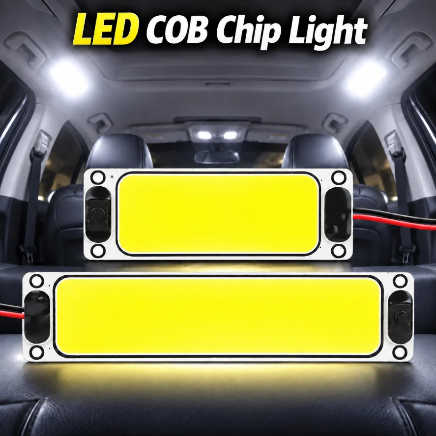 12-90V LED COB Chip Light 54/108LED Super Bright Car Interior Reading Dome Lamp with Switch for Truck Van Vehicle Cabin Lighting