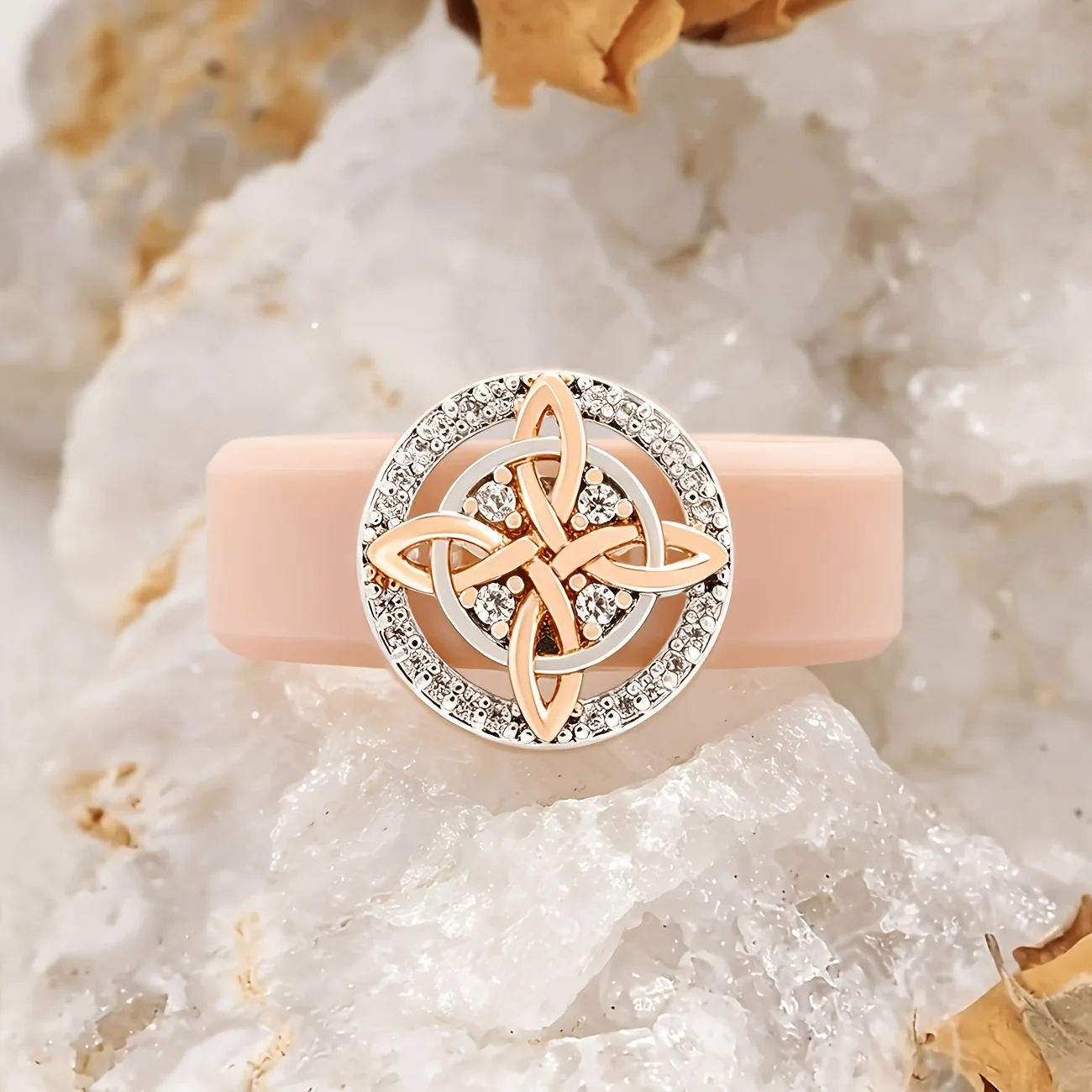 Khaki Silicone Wedding Band for Women  Witch Celtic Knot CZ Irish,Comfort Daily Wear Jewelry Gift