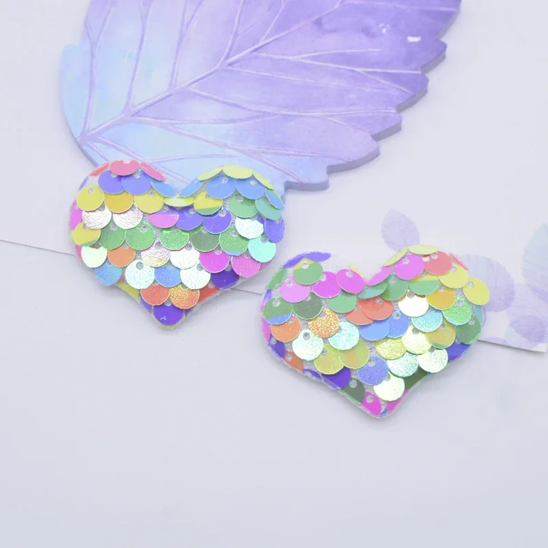 32Pcs Glitter Seaquins Heart Appliques for Handmade Birthday Cake Plugin DIY Clothes Hat Shoes Sewing Patches