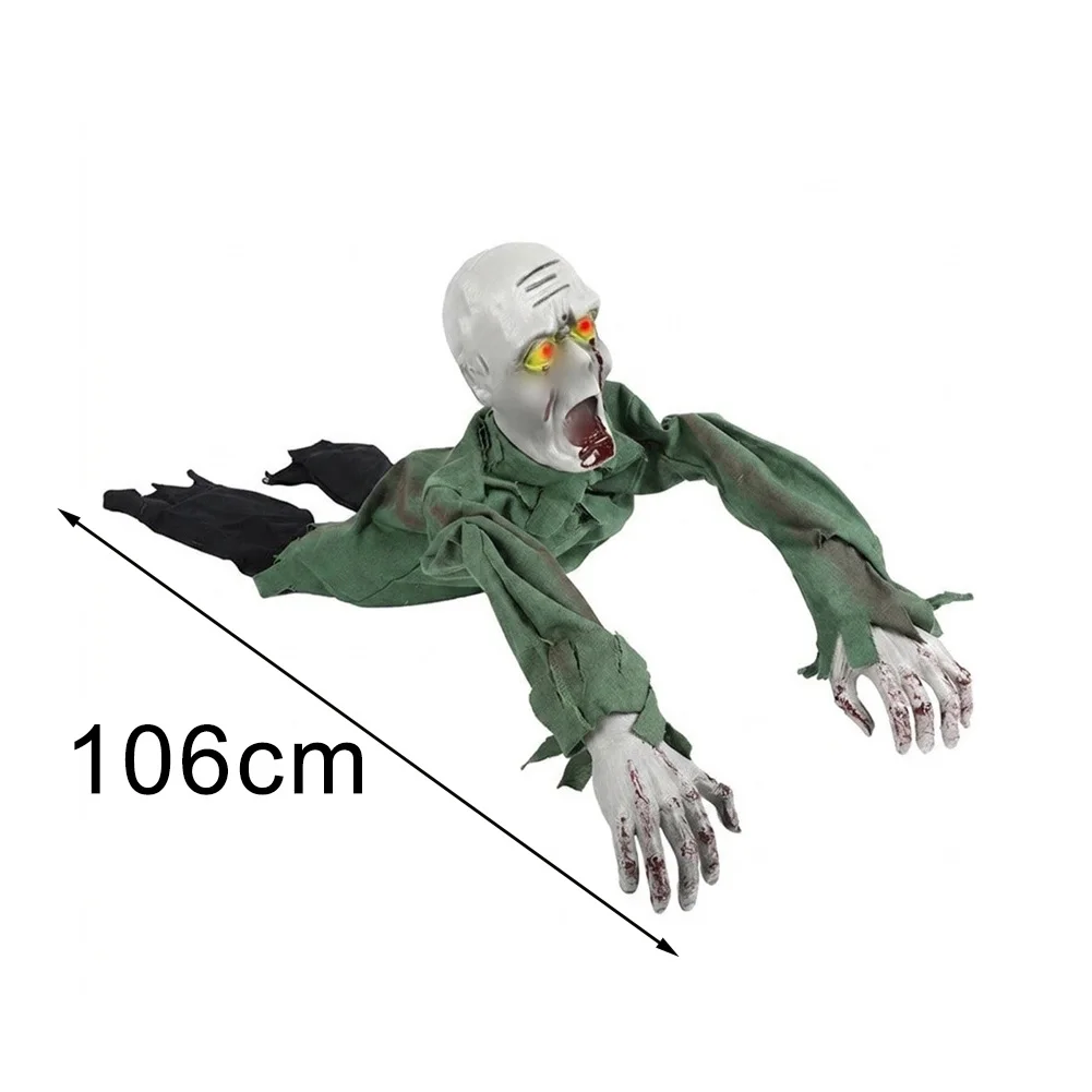 Animated Crawling Zombie with Battery Powered Operation Glowing Eyes and Motorized Body Shake for Halloween Scene Building